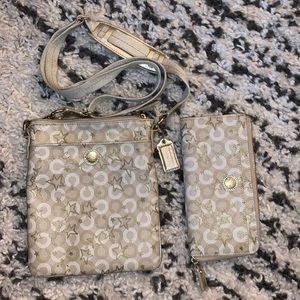 Coach Gold Star Small Crossbody & Matching Wallet.